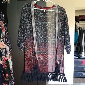 Fringed floral cover up
